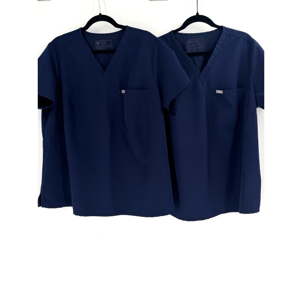 Figs Catarina Scrub Top Women 3XL Navy Blue V-Neck Pocket Technical Workwear